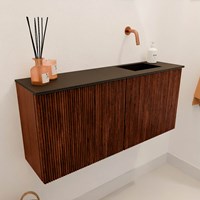 JOYA 90cm toiletmeubel kleur Ruby. Wastafel FAYE positie Rechts Zonder kraangat kleur Urban.-3