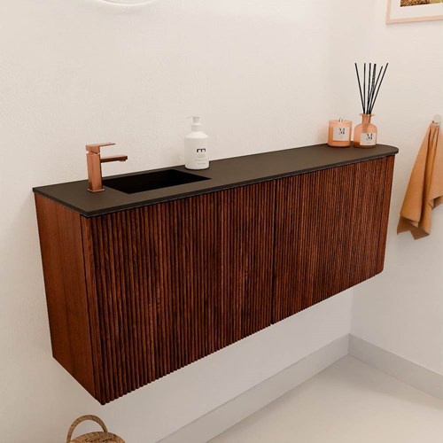 JOYA 111,6cm mobile lavabo colore curva destra Ruby. Lavabo FAYE posizione Sinistra 1 foro per rubinetto colore Urban.-3