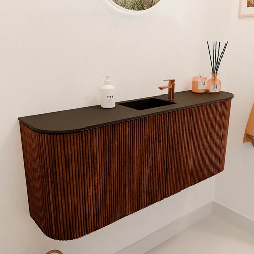 JOYA 103,2cm toiletmeubel ronding links + rechts kleur Ruby. Wastafel FAYE positie Midden 1 kraangat kleur Urban.-3