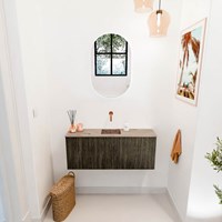 JOYA-DLUX 100cm toiletmeubel kleur Shadow. Wastafel FAYE positie Midden Zonder kraangat kleur Arena.-2