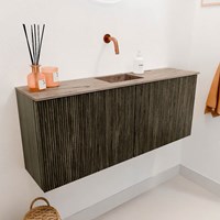 JOYA-DLUX 100cm toiletmeubel kleur Shadow. Wastafel FAYE positie Midden Zonder kraangat kleur Arena.-3