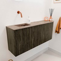 JOYA-DLUX 101,6cm toiletmeubel ronding rechts kleur Shadow. Wastafel FAYE positie Links Zonder kraangat kleur Arena.-3