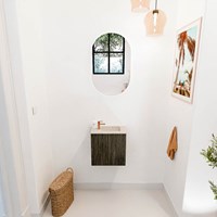 JOYA-DLUX 40cm mobile lavabo colore Shadow. Lavabo FAYE posizione Destra 1 foro per rubinetto colore Frappe.-2