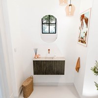JOYA-DLUX 80cm mobile lavabo colore Shadow. Lavabo FAYE posizione Centro senza foro per il rubinetto colore Frappe.-2