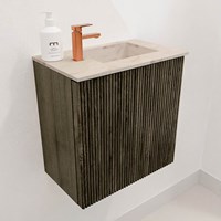 JOYA-DLUX 40cm WC-möbel farbe Shadow. Einbauwaschbecken FAYE position Rechts 1 hahnloch farbe Frappe.-3