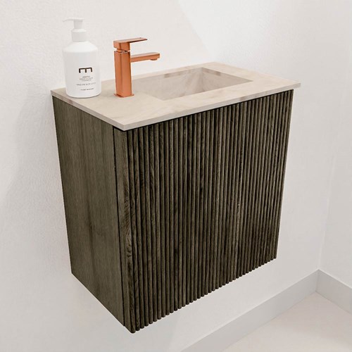 JOYA-DLUX 40cm mobile lavabo colore Shadow. Lavabo FAYE posizione Destra 1 foro per rubinetto colore Frappe.-3