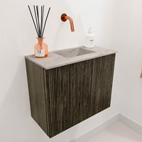 JOYA-DLUX 50cm cloakroom vanity set color Shadow. Vanity top FAYE position Right without tab hole color Glace.-3