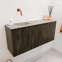 JOYA-DLUX 90cm mobile lavabo colore Shadow. Lavabo FAYE posizione Sinistra senza foro per il rubinetto colore Glace.-3