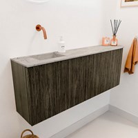 JOYA-DLUX 111,6cm toiletmeubel ronding rechts kleur Shadow. Wastafel FAYE positie Links Zonder kraangat kleur Glace.-3