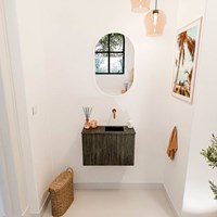 JOYA-DLUX 60cm mobile lavabo colore Shadow. Lavabo FAYE posizione Destra senza foro per il rubinetto colore Lava.-2