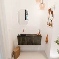 JOYA-DLUX 100cm toiletmeubel kleur Shadow. Wastafel FAYE positie Links Zonder kraangat kleur Lava.-2