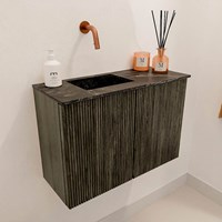JOYA-DLUX 60cm mobile lavabo colore Shadow. Lavabo FAYE posizione Sinistra senza foro per il rubinetto colore Lava.-3