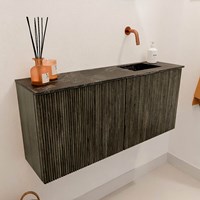 JOYA-DLUX 90cm toiletmeubel kleur Shadow. Wastafel FAYE positie Rechts Zonder kraangat kleur Lava.-3