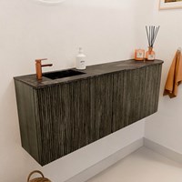JOYA-DLUX 111,6cm meuble lave-main courbe droite couleur Shadow. Lavabo FAYE position Gauche 1 trou pour robinetter couleur Lava.-3