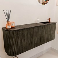 JOYA-DLUX 111,6cm mobile lavabo colore curva sinistra Shadow. Lavabo FAYE posizione Destra 1 foro per rubinetto colore Lava.-3