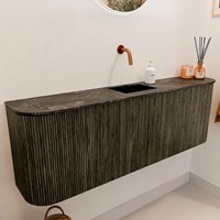 JOYA-DLUX 123,2cm toiletmeubel ronding links + rechts kleur Shadow. Wastafel FAYE positie Midden Zonder kraangat kleur Lava.-3