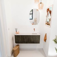 JOYA-DLUX 111,6cm toiletmeubel ronding links kleur Shadow. Wastafel FAYE positie Rechts Zonder kraangat kleur Meli.-2