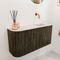 JOYA-DLUX 81,6cm mobile lavabo colore curva sinistra Shadow. Lavabo FAYE posizione Destra senza foro per il rubinetto colore Meli.-3