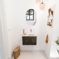 JOYA-DLUX 60cm mobile lavabo colore Shadow. Lavabo FAYE posizione Destra senza foro per il rubinetto colore Nata.-2