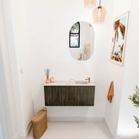 JOYA-DLUX 90cm meuble lave-main couleur Shadow. Lavabo FAYE position Droite 1 trou pour robinetter couleur Nata.-2