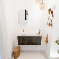 JOYA-DLUX 100cm toiletmeubel kleur Shadow. Wastafel FAYE positie Links Zonder kraangat kleur Nata.-2