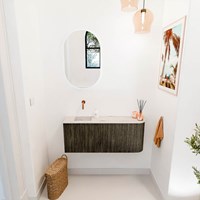 JOYA-DLUX 101,6cm cloakroom vanity set curve right color Shadow. Vanity top FAYE position Left without tab hole color Nata.-2