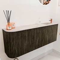 JOYA-DLUX 111,6cm toiletmeubel ronding links kleur Shadow. Wastafel FAYE positie Rechts 1 kraangat kleur Nata.-3