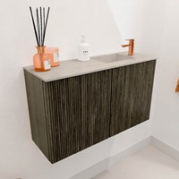 JOYA-DLUX 70cm cloakroom vanity set color Shadow. Vanity top FAYE position Right 1 tab hole color Opalo.-3