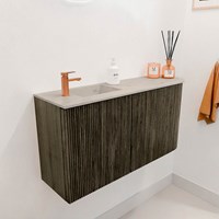 JOYA-DLUX 81,6cm meuble lave-main courbe droite couleur Shadow. Lavabo FAYE position Gauche 1 trou pour robinetter couleur Opalo.-3