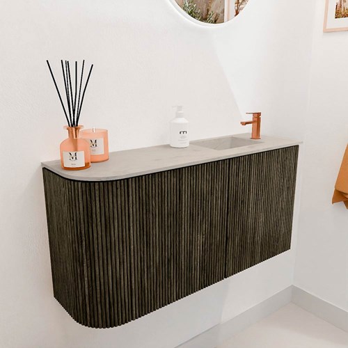 JOYA-DLUX 81,6cm toiletmeubel ronding links kleur Shadow. Wastafel FAYE positie Rechts 1 kraangat kleur Opalo.-3