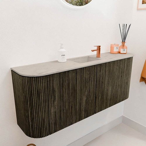 JOYA-DLUX 103,2cm toiletmeubel ronding links + rechts kleur Shadow. Wastafel FAYE positie Midden 1 kraangat kleur Opalo.-3