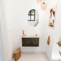 JOYA-DLUX 70cm toiletmeubel kleur Shadow. Wastafel FAYE positie Rechts 1 kraangat kleur Ostra.-2