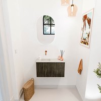 JOYA-DLUX 70cm mobile lavabo colore Shadow. Lavabo FAYE posizione Sinistra senza foro per il rubinetto colore Ostra.-2