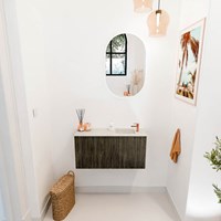 JOYA-DLUX 80cm cloakroom vanity set color Shadow. Vanity top FAYE position Right 1 tab hole color Ostra.-2