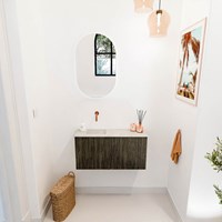 JOYA-DLUX 80cm toiletmeubel kleur Shadow. Wastafel FAYE positie Links Zonder kraangat kleur Ostra.-2