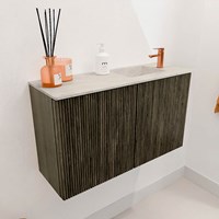 JOYA-DLUX 70cm toiletmeubel kleur Shadow. Wastafel FAYE positie Rechts 1 kraangat kleur Ostra.-3