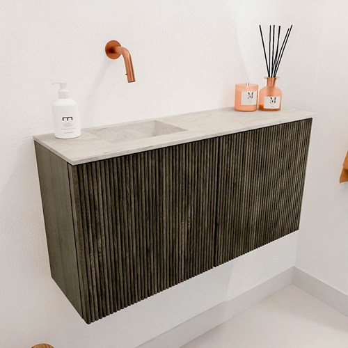 JOYA-DLUX 80cm toiletmeubel kleur Shadow. Wastafel FAYE positie Links Zonder kraangat kleur Ostra.-3