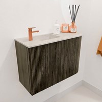 JOYA-DLUX 61,6cm cloakroom vanity set curve right color Shadow. Vanity top FAYE position Left 1 tab hole color Ostra.-3