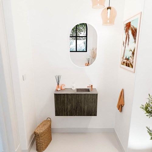 JOYA-DLUX 70cm mueble fondo reducido color Shadow. Lavabo FAYE posición Derecho 1 orificio color Oza.-2