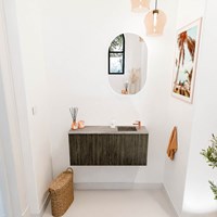 JOYA-DLUX 90cm cloakroom vanity set color Shadow. Vanity top FAYE position Right 1 tab hole color Oza.-2