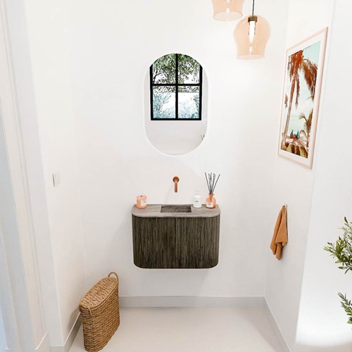 JOYA-DLUX 63,2cm cloakroom vanity set curve left + right color Shadow. Vanity top FAYE position Center without tab hole color Oza.-2