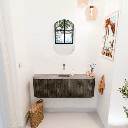 JOYA-DLUX 123,2cm cloakroom vanity set curve left + right color Shadow. Vanity top FAYE position Center without tab hole color Oza.-2