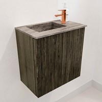 JOYA-DLUX 40cm toiletmeubel kleur Shadow. Wastafel FAYE positie Links 1 kraangat kleur Oza.-3