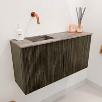 JOYA-DLUX 80cm mueble fondo reducido color Shadow. Lavabo FAYE posición Izquierda sin orificio color Oza.-3