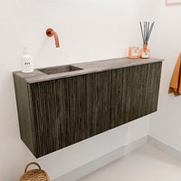 JOYA-DLUX 100cm meuble lave-main couleur Shadow. Lavabo FAYE position Gauche sans trou pour robinet couleur Oza.-3