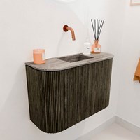 JOYA-DLUX 63,2cm cloakroom vanity set curve left + right color Shadow. Vanity top FAYE position Center without tab hole color Oza.-3