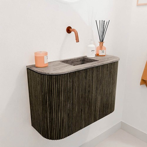 JOYA-DLUX 63,2cm cloakroom vanity set curve left + right color Shadow. Vanity top FAYE position Center without tab hole color Oza.-3