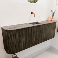 JOYA-DLUX 123,2cm cloakroom vanity set curve left + right color Shadow. Vanity top FAYE position Center without tab hole color Oza.-3
