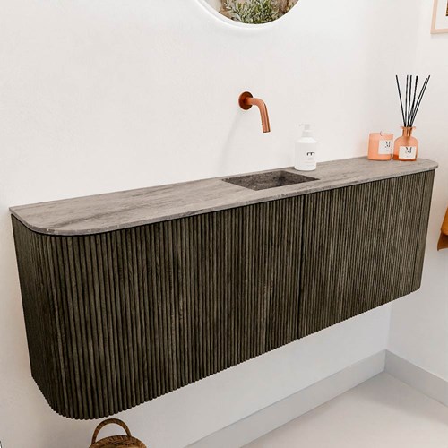 JOYA-DLUX 123,2cm cloakroom vanity set curve left + right color Shadow. Vanity top FAYE position Center without tab hole color Oza.-3