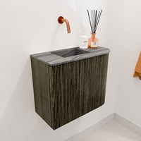 JOYA-DLUX 51,6cm toiletmeubel ronding rechts kleur Shadow. Wastafel FAYE positie Links Zonder kraangat kleur Sombra.-3